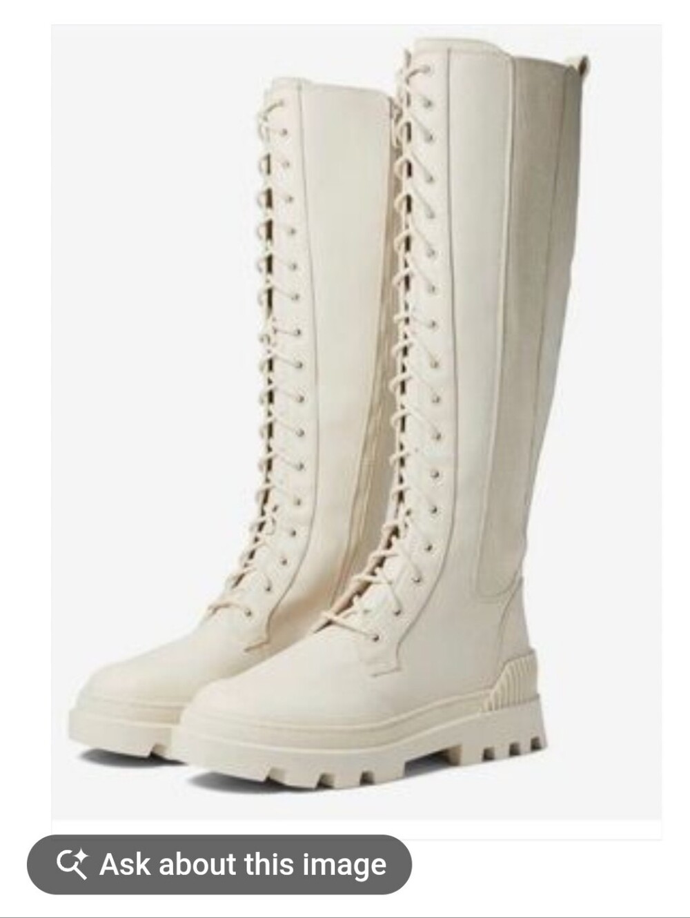 Circus By Sam Edelman Ina Tall Lace-Up Knee Boots in Light Cream